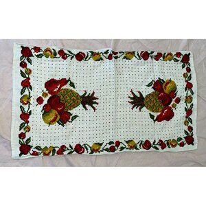 Vintage Parisian Prints Linen Tea Towel With Fruit Cross-Stitch Pattern 27"x15"